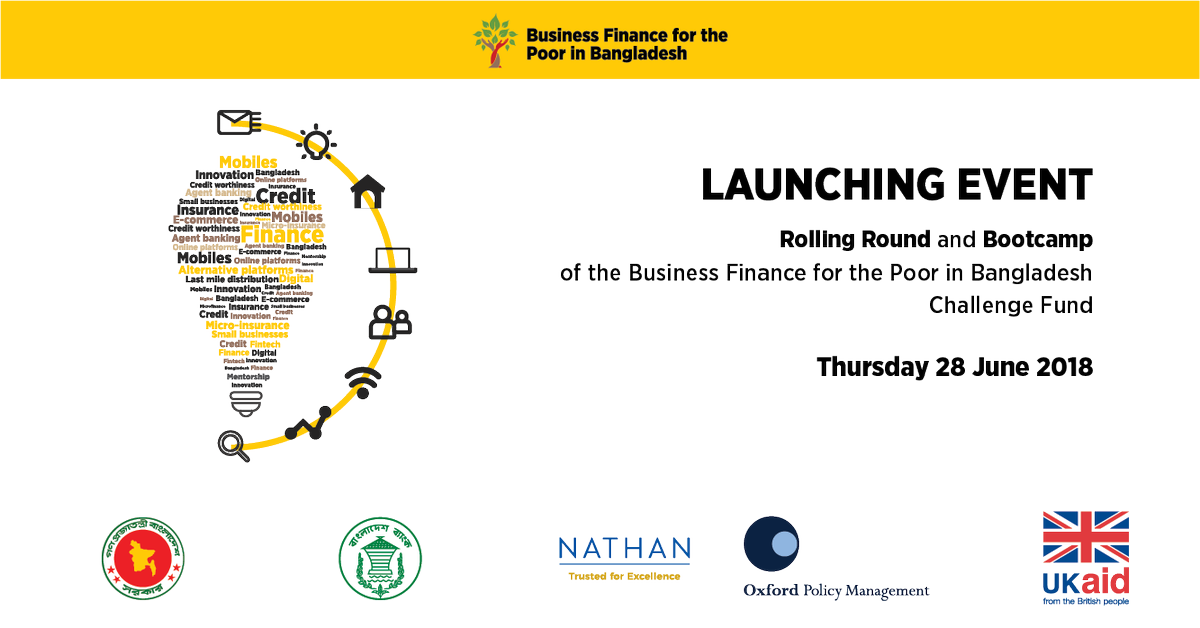 bfpborg's tweet photo. LAUNCHING EVENT: Thursday 28 June. New 'rolling round' of funding from the BFP-B Challenge Fund! We will also announce details of a new Bootcamp for early-stage companies -> https://t.co/OnW5cWHsvp
#financialinclusion #bfpb #accesstofinance #bangladesh #microfinance #fintech https://t.co/WgPXypyQNr