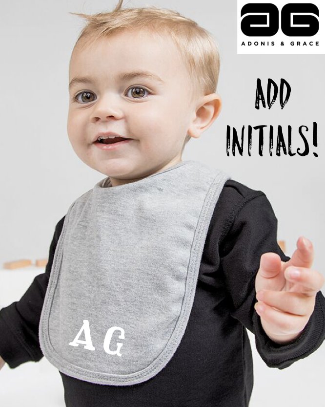 AdonisandGrace's tweet photo. Personlised Baby Bibs with 'Your own Initials' for Only £6.00 https://t.co/oLeADmcHer. The Ideal New Born Gift, with a lovely soft finish, double layered and come in a range of colours for both Boys and Girls. #personlisedgifts, #newborn, #adonisandgrace https://t.co/J6yJ2Dm5JK