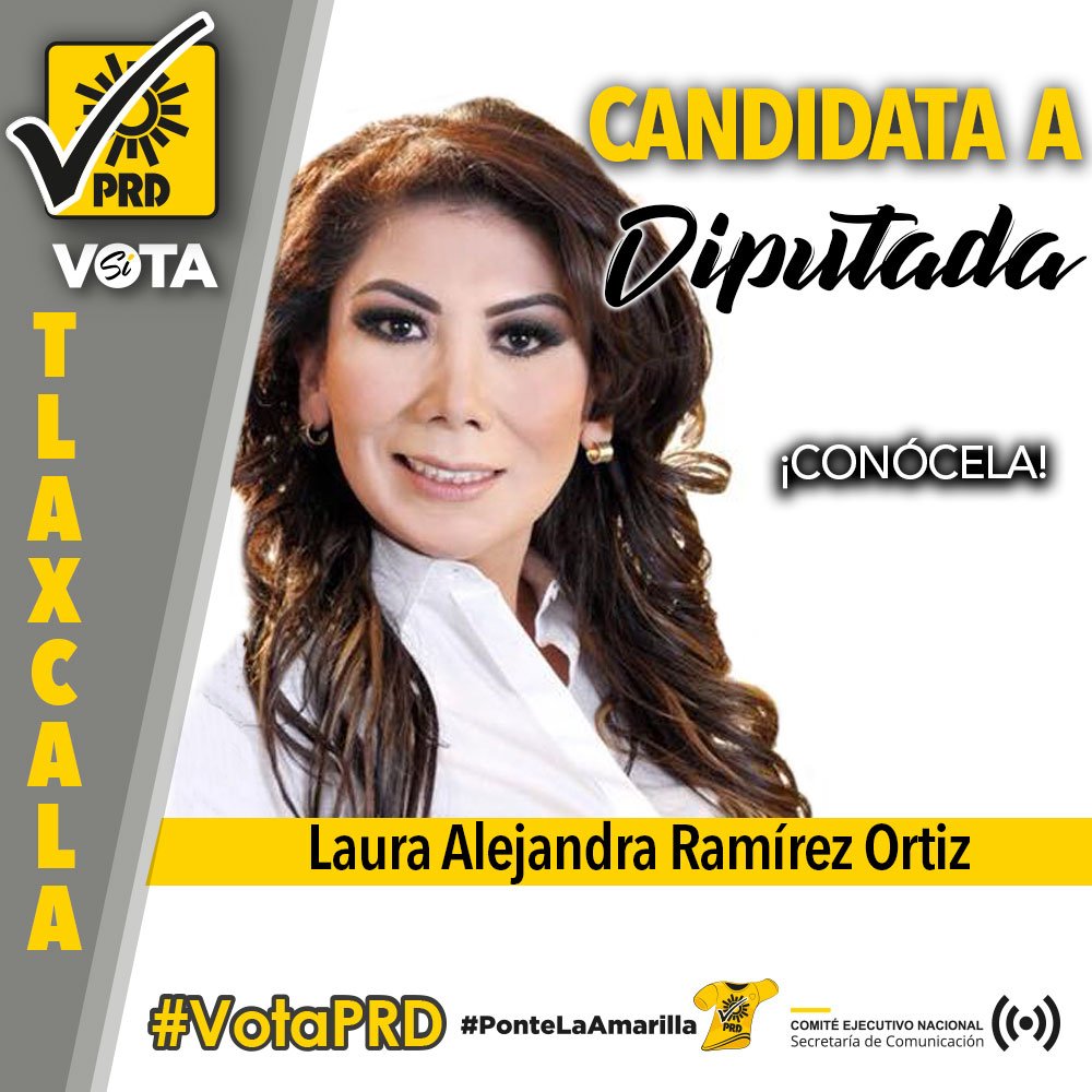 PRDMexico's tweet photo. .@Ale_RamirezO es nuestra candidata a diputada federal por el distrito II en Tlaxcala, no tenemos duda que la gente ya se decidió por quien votar este 1 de julio.
#VotaPRD https://t.co/Ugno04EYVX