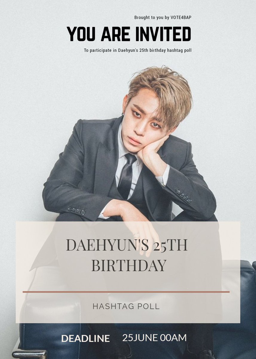 [✩] Please vote for your favourite hashtag to trend on #DAEHYUN's birthday.  대현의 생일 해시태그 투표해주세요❣️
Ends: 25 JUNE

goo.gl/forms/d1njzeeP…