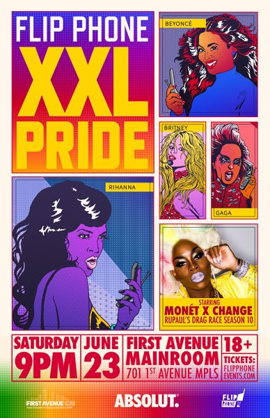 TheLitestyle's tweet photo. TOMORROW - 6/23!
@flipphoneevents: XXL PRIDE STARRING @monetxchange (RUPAUL’S DRAG RACE) with CEE CEE RUSSELL, JULIA STARR, TYGRA SLARII, DOMITA SANCHEZ, and UTICA QUEEN at @FirstAvenue - Mainroom!
RT for a chance to win a pair of tickets. https://t.co/mOdvYNwn4r