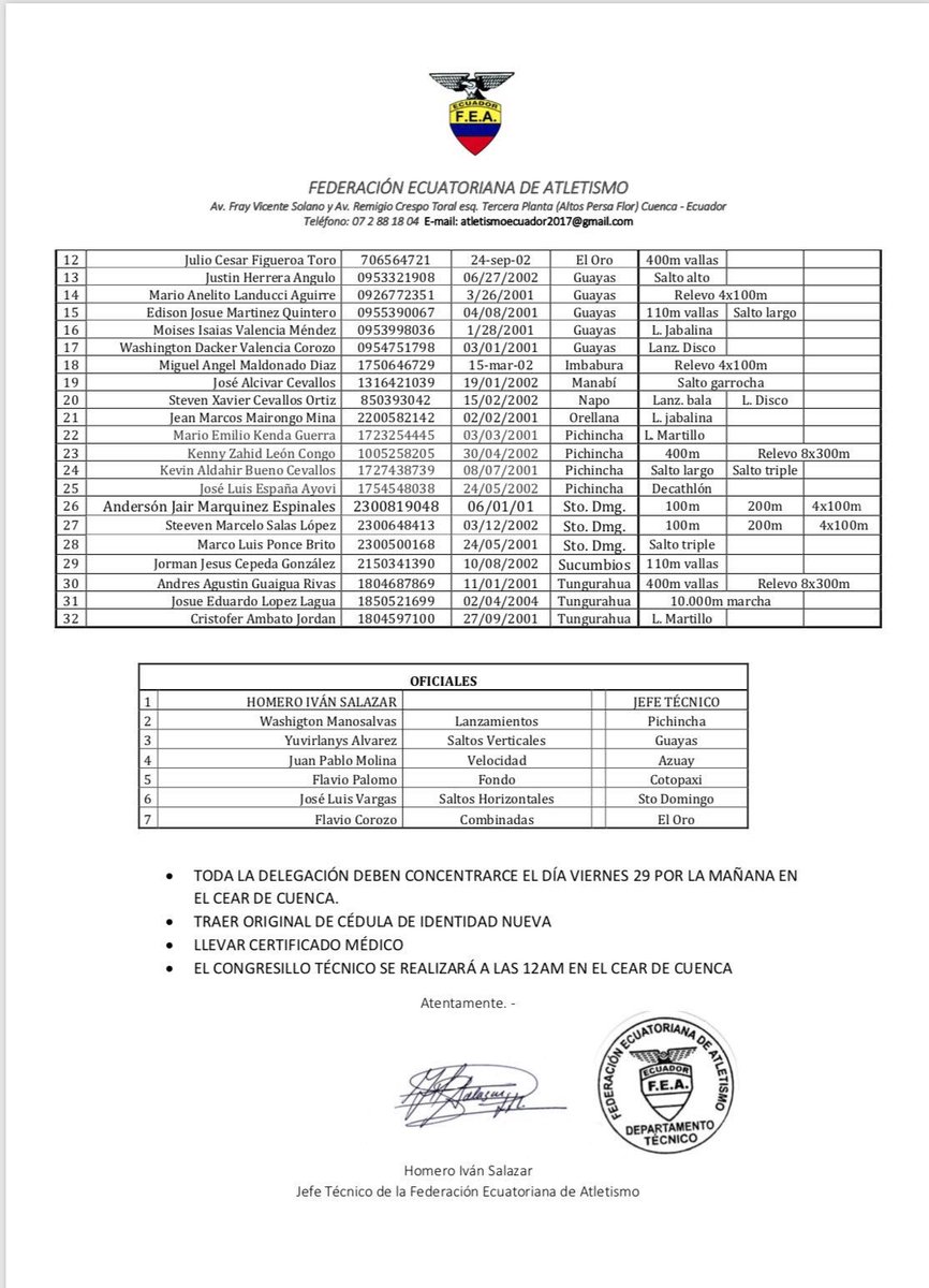 pasodeoroec's tweet photo. #Ecuador participará con 66 atletas (34 mujeres🏃🏻‍♀️y 32 hombres 🏃🏻‍♂️) en el Campeonato Sudamericano de #Atletismo Sub 18. La cita será el 30 de junio y 1 de julio en #Cuenca.⤵️ https://t.co/NJ88kkkxGe
