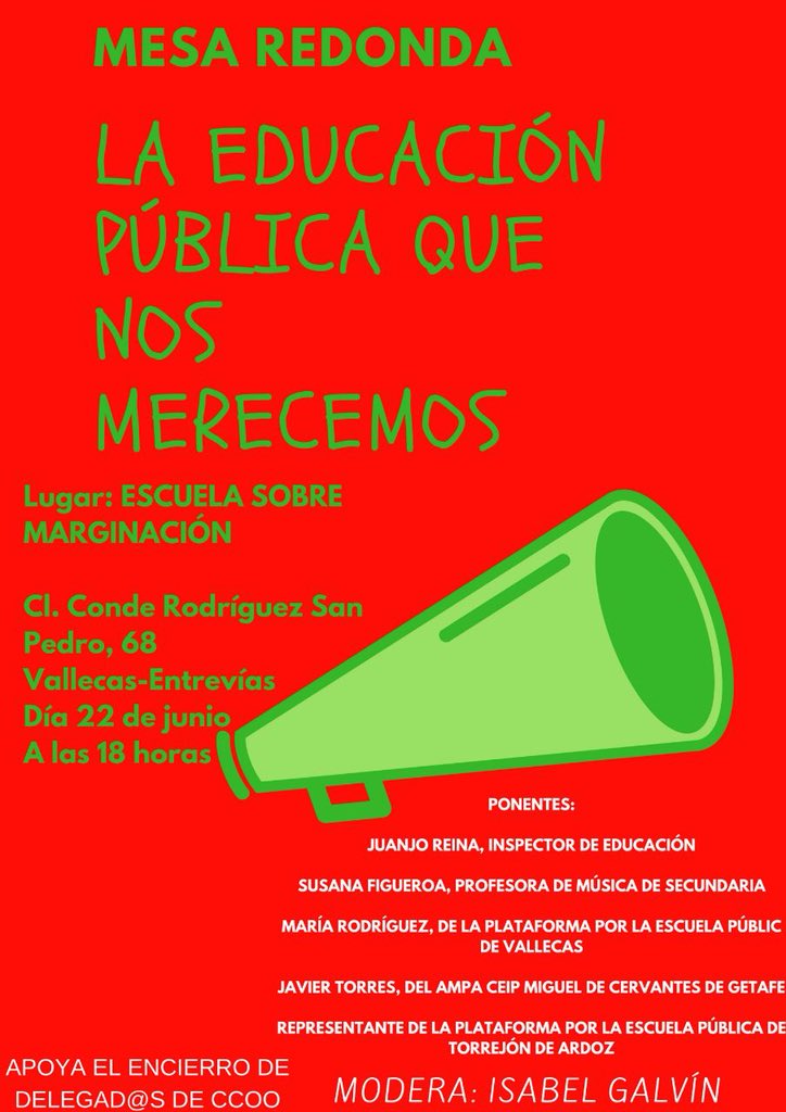 isabelgalvin's tweet photo. En el encierro @ccoo_frem debate sobre la educación que nos merecemos:. Gracias por vuestra presencia y apoyo @MorenoG_Agustin @CervantesGetafe @accioneduca y Juanjo Reina. Con fuerza y firmeza para resistir y con esperanza, confianza, optimismo para transformar #SiSePuede https://t.co/7TemsuwajA