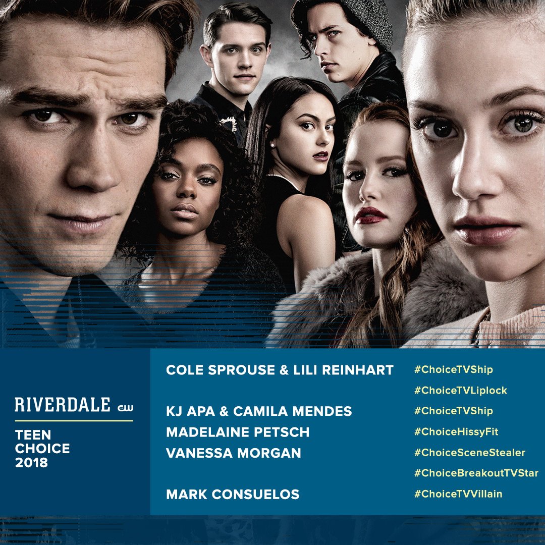 CW_Riverdale's tweet photo. Can't stop. Won't stop. Vote for all their #TeenChoice nominations: https://t.co/ECIKSamZ2A https://t.co/G1KDQOAhHo