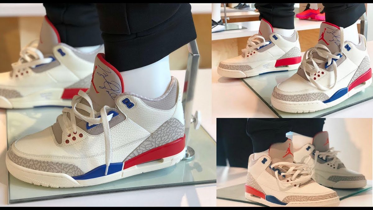 bestnewboost's tweet photo. Air Jordan 3 “Charity Game”
Color: Sail/Sport Royal-Light Bone-Fire Red
Style Code: 136064-140
Release Date: June 30, 2018
Price: $190
https://t.co/ngPOBaSNyf https://t.co/16HbpKFVW9