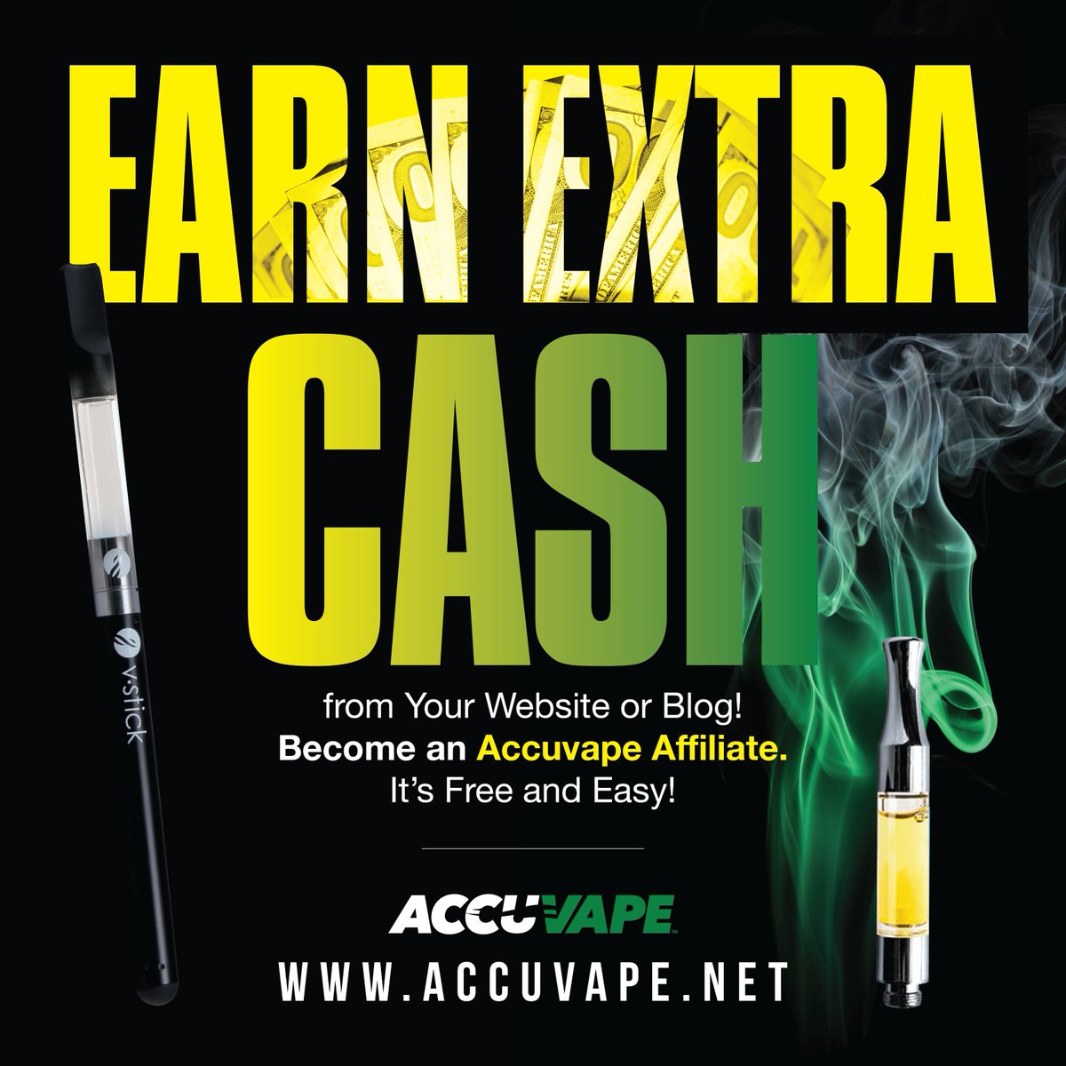 accuvape's tweet photo. Earn extra cash from your website or blog! Become an AccuVape affiliate now! Check it out here: https://t.co/dEblc4IyXE… #accuvape #vstick #cstick #vape #vapes https://t.co/hcpoNrlSwS