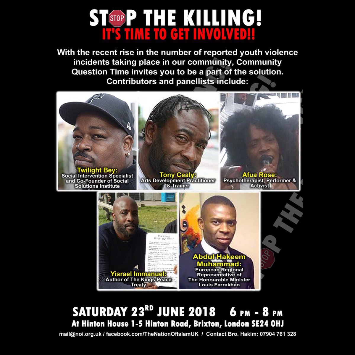 🛑 STOP THE KILLING 🛑 
Saving our people by building a new community
Saturday 23rd of June - 6pm to 8pm Brixton