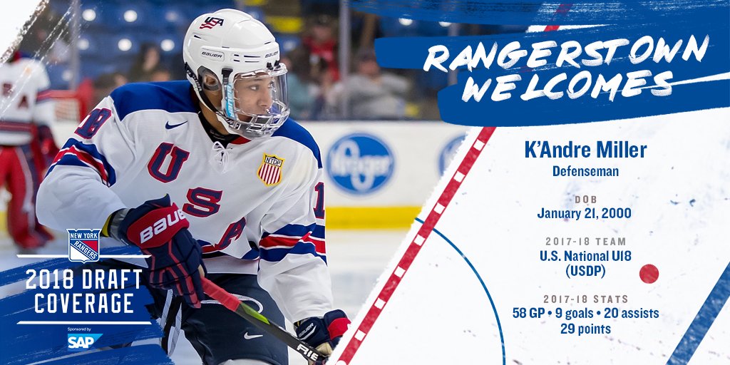 K'Andre Miller Broadway-bound as N.Y. Rangers take him in 2018 NHL Draft