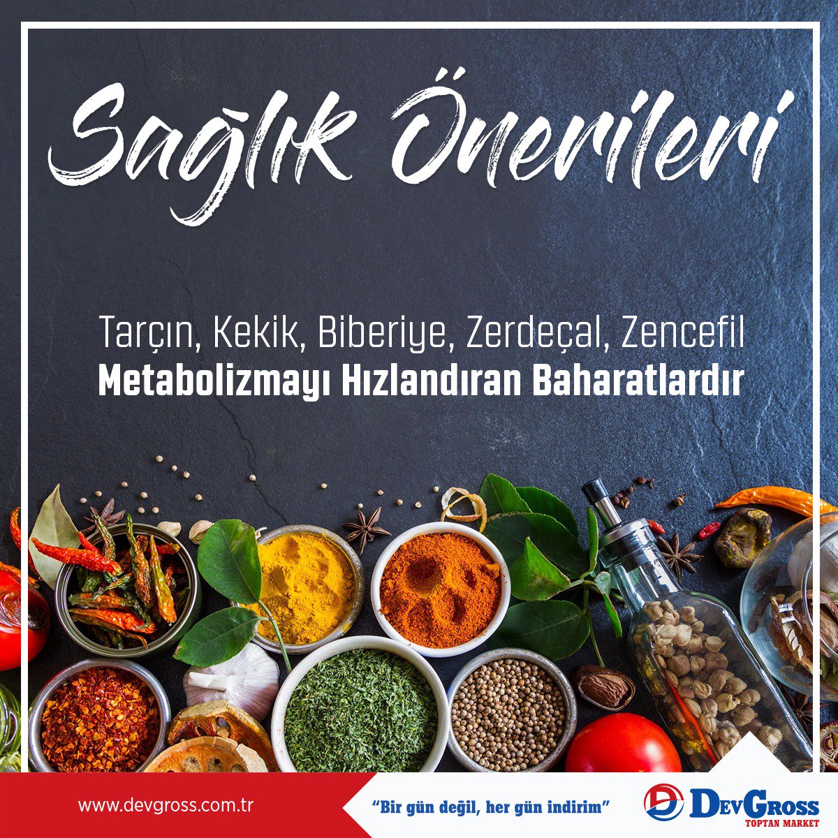 Devgrosstoptan1's tweet photo. Tarçın, Kekik, Biberiye, Zerdeçal, Zencefil Metabolizmayı Hızlandıran Baharatlardır.
#devgross #devgrossmarket #samsunmarket #samsun #tarçın #kekik #biberiye #zerdeçal #zencefil #metabolizma #sağlık #sağlıklıbeslenme #baharat https://t.co/AX9N1kdPE8