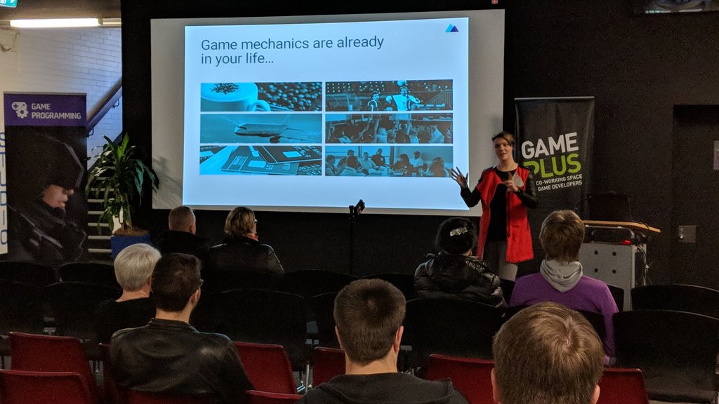 workatgameplus's tweet photo. Kerstin Oberprieler of @PentaQu3st giving us the low down on #gamification at Game Plus Fest https://t.co/R6et4LKOFD #gameplusfest @inspiringACT https://t.co/Cbg6fULXFw