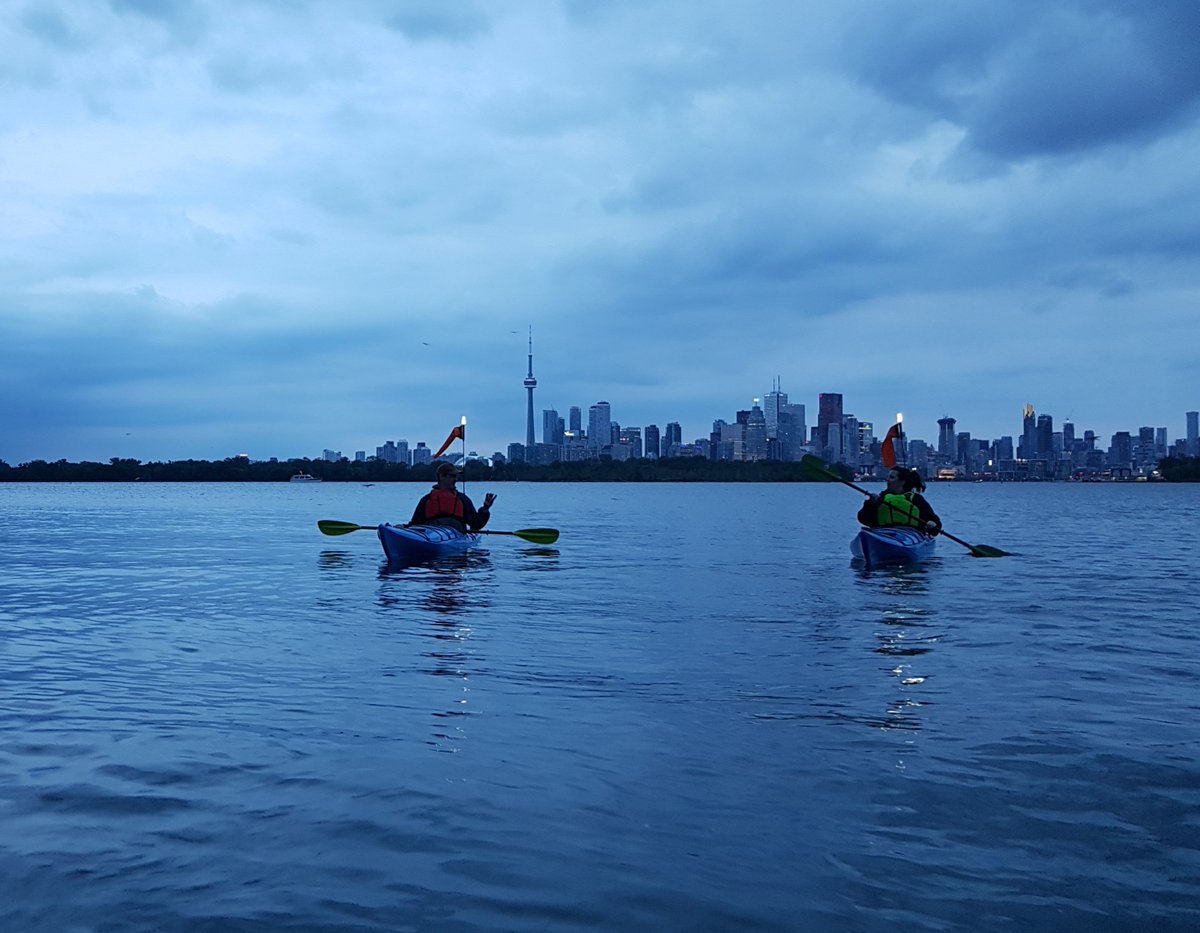 TRCA_TTP's tweet photo. Great #10Waters #kayak tour of #TommyThompsonPark this evening! Experienced The Spit from a whole new perspective! Mink, egrets, herons, &amp; of course, cormorants were highlights as we explored this blue trail of #Toronto. For more information check out https://t.co/77hXhfQ8H6. https://t.co/PEIkNLA3R4