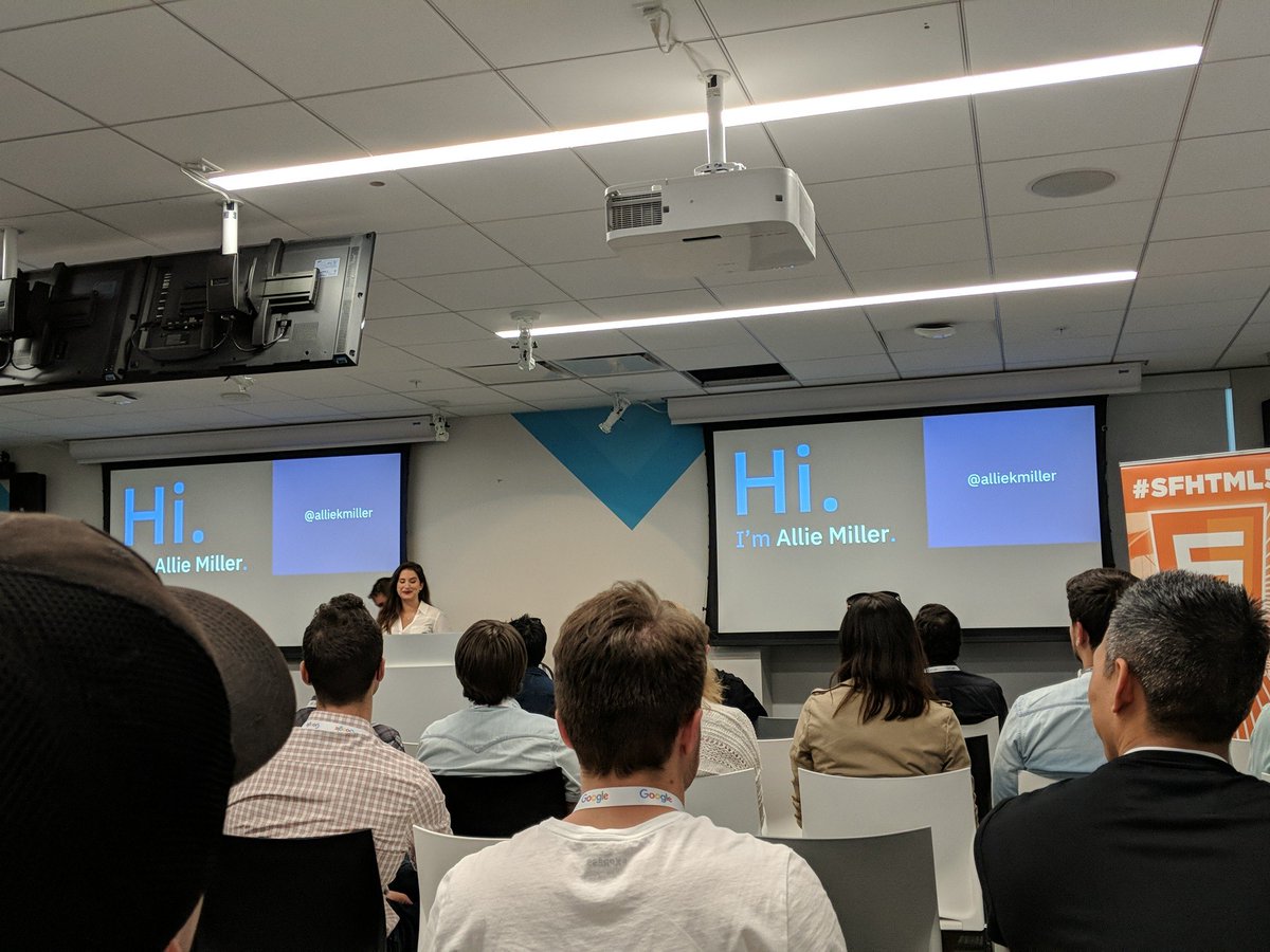 Sandondu94's tweet image. Listening to @alliekmiller at a #SFHTML5 meetup. Sounds like she's gonna talk about computer vision/AI. Pretty relevant and current topic