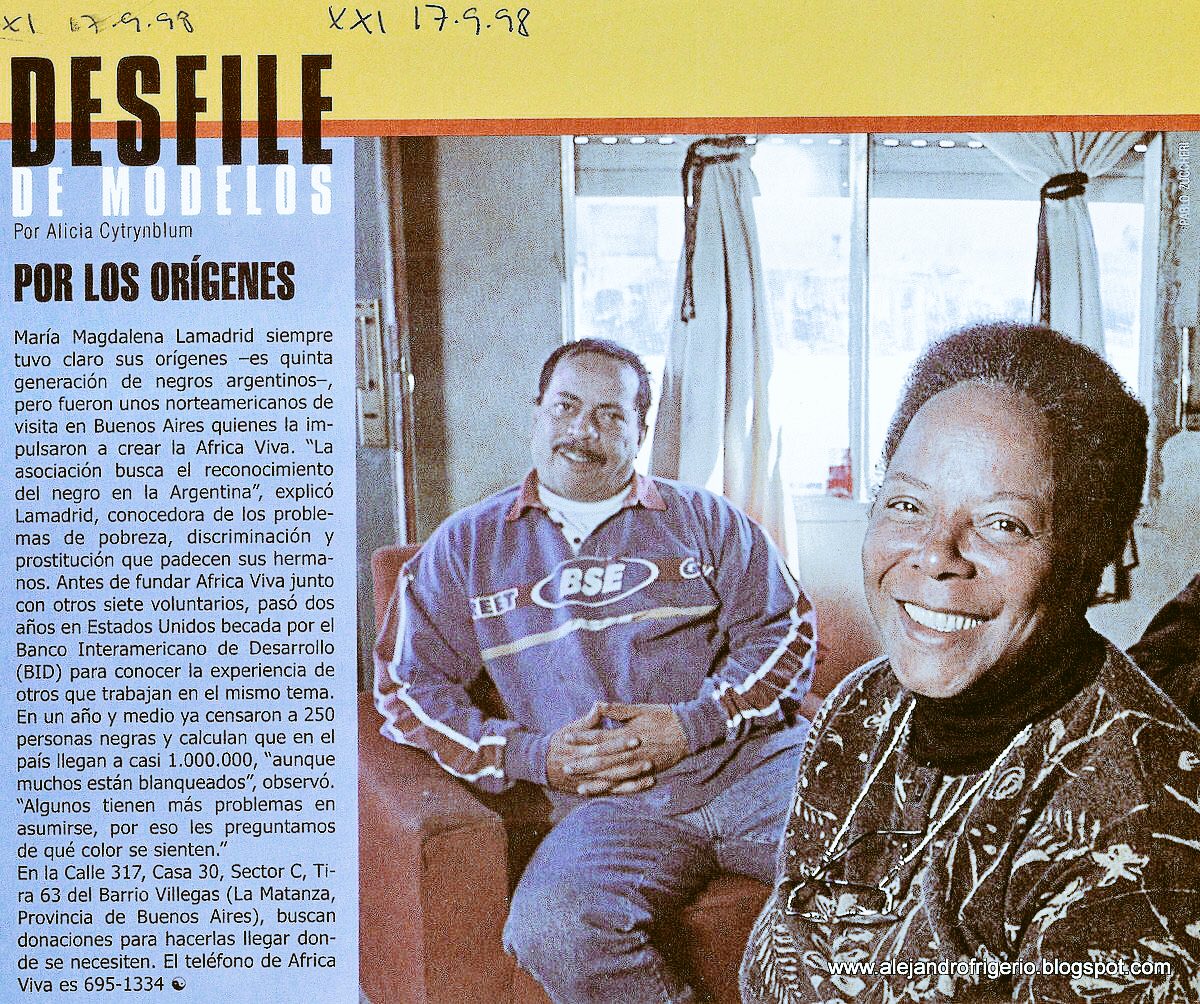 The authorities at Ezeiza International Airport had no idea that the woman they detained for six hours is the president of Africa Vive, or "Africa Lives," a prominent black rights group in Buenos Aires. http://ahorasecreto.blogspot.com/2013/02/argentinas-black-awareness-and-civil.html?m=1