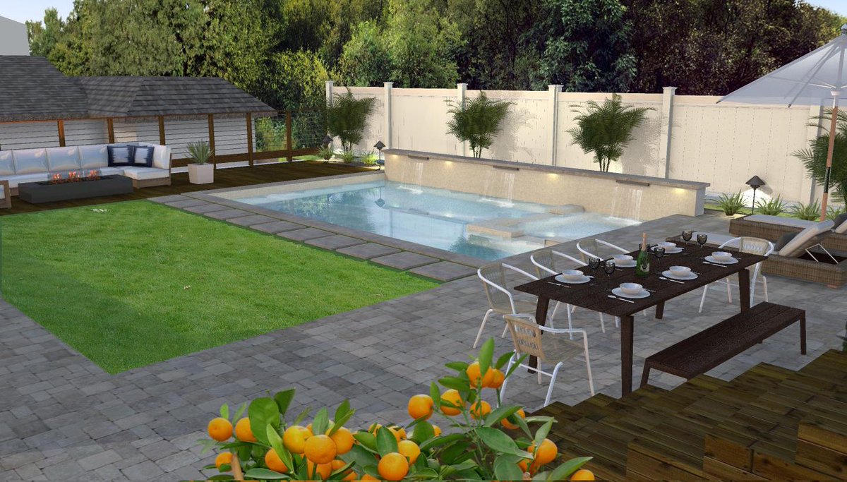 redbermdesign's tweet photo. #weekendvibes 🌱🌱wishing u a relaxing weekend 🌱🌱this is one of our projects in the design process 😀😇 new pool and paving firepit and water features all from dead grass #landscape #landscapedesign #pool #weekend https://t.co/uKa1cjlQ5T