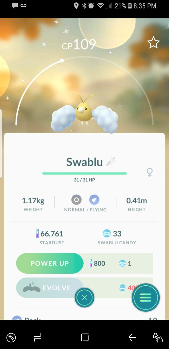 wendyp327's tweet photo. @MYSTIC7 - my first Alolan hatch and FINALLY my shiny swablu 😁 they look like they are related lol https://t.co/grkcgJSeh5