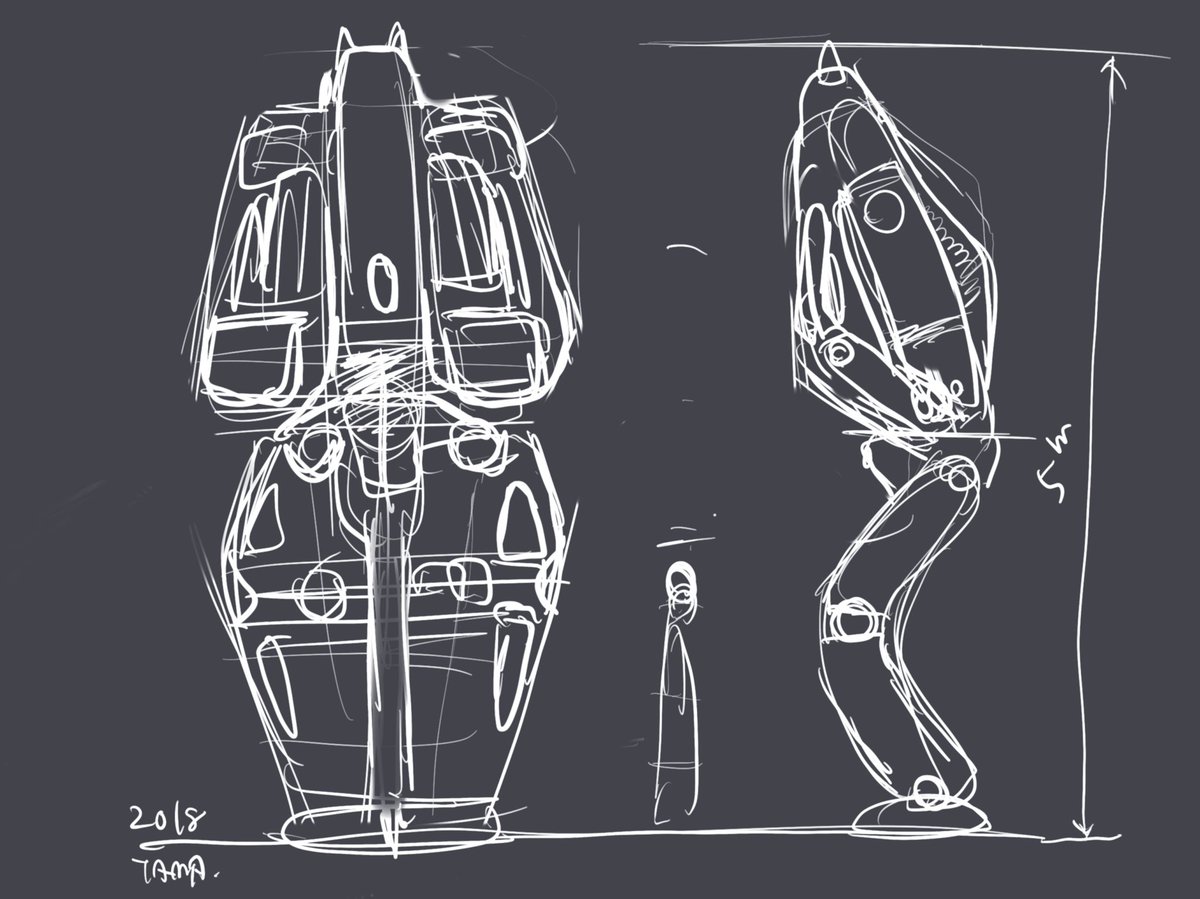 息抜きスケッチ。 5mロボ。 #sketch #procreate 