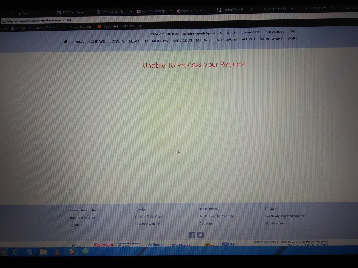 neeteshagarwal's tweet photo. #worstservice #agentsonly #irctc @PiyushGoyal @PiyushGoyalOffc @RailMinIndia @DDNewsLive @ndtv @ravishndtv @rajnathsingh @SushmaSwaraj https://t.co/4K0sSXD2kC