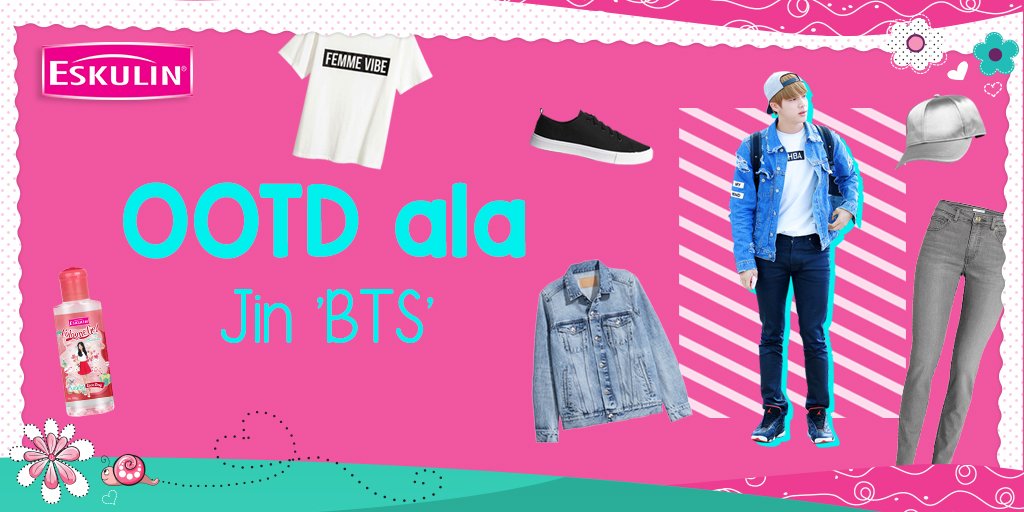 Fashion simpel dan kasual ala Jin BTS ini bisa banget kamu coba buat jalan bareng squad sambil ngisi liburan. Lengkapin dengan #Eskulin Cologne Gel Love Day biar makin wangi dan kece yaa..