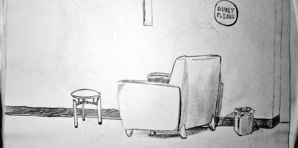 An old drawing of a chair in my school library I guess