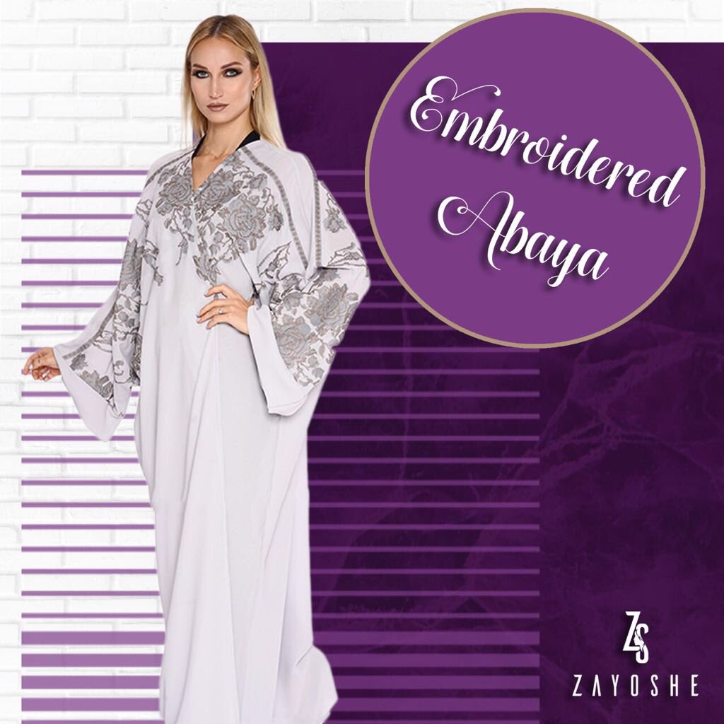 Zayoshe's tweet photo. Rock the summer in style with this beautifully embroidered Abaya exclusively from Zayoshe.
.
10AED shipping all over UAE!
.
#hijab #abaya #abayafashion #abayadubai #hijabfashion #jeddahfashion #saudistyle #abudhabi #mallofemirates #dubaimarina #العين #mydubai https://t.co/yMYIg83AbM