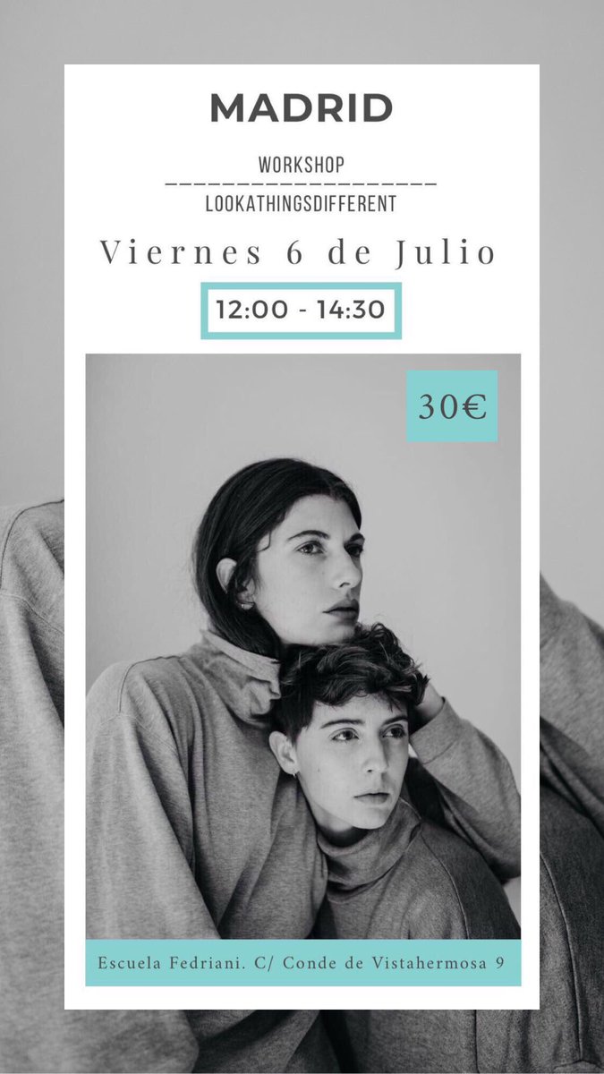 CARLA. SANDRA (@cslookdifferent) on Twitter photo MADRID!! Viernes 6 de Julio volvemos para compartir con vosotrxs. Impartiremos una clase de nivel intermedio/avanzado.
Plazas limitadas!! Imprescindible reservar, escríbenos al correo intensivocarlasandra@gmail.com . MADRID!! Viernes 6 de Julio volvemos para compartir con vosotrxs. Impartiremos una clase de nivel intermedio/avanzado.
Plazas limitadas!! Imprescindible reservar, escríbenos al correo intensivocarlasandra@gmail.com .
