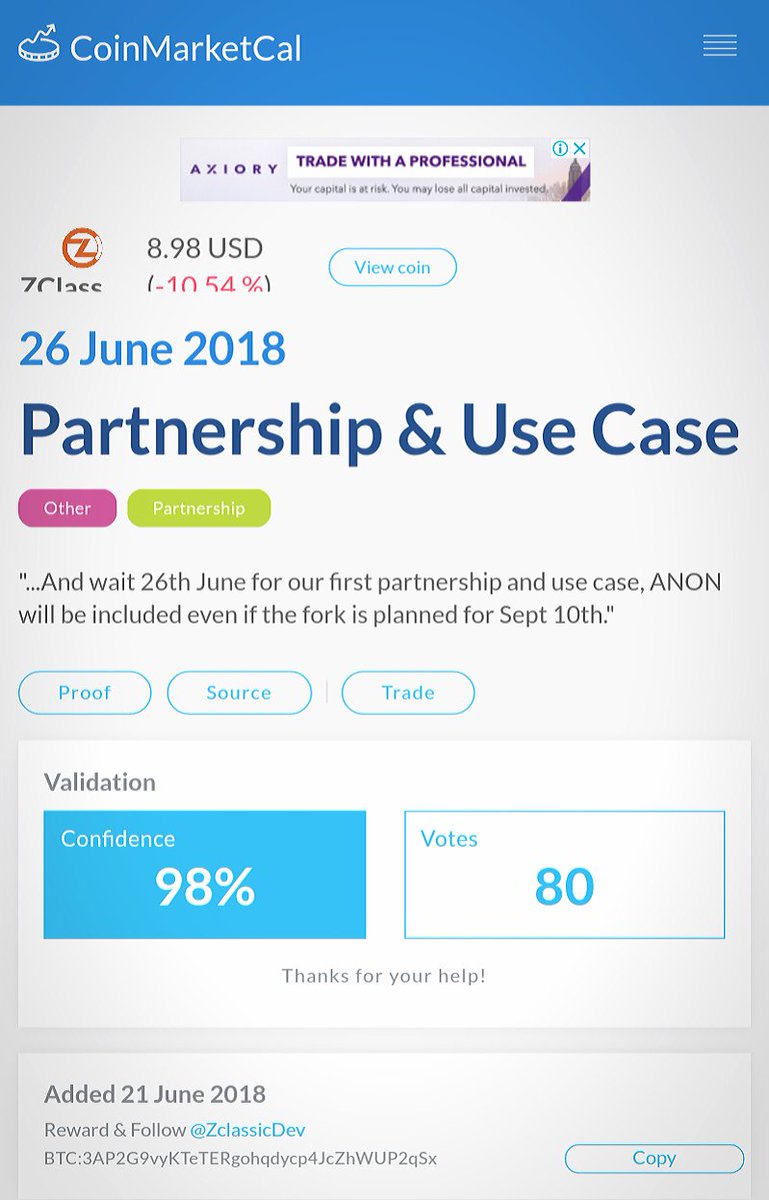 nimbosa's tweet image. upcoming Announcement of Partnership &amp;amp; Use Case for #Zclassic on 26th June 2018 #ZCL $ZCL $ANON coinmarketcal.com/event/partners…