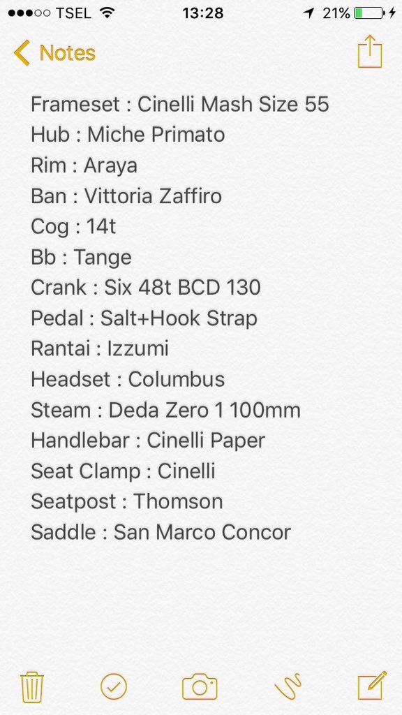 Wts Fullbike Cinelli mash Size 55 , 11jt nego
Gratis ongkir se jawa
Wa : 08176604270
#fnfjb #arjb <a href="/ag_bike/">AG Bike Repairs</a> <a href="/FnFjb/">FnF Jual Beli</a> <a href="/fix_fixed/">Fix_Fixed</a> <a href="/AlcatrazTrack/">Acz Track</a> <a href="/Indotrack/">Indonesia Track Bike</a> <a href="/trackcyclery/">Track Cyclery JKT</a>