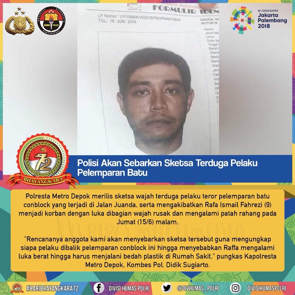 Polisi Akan Sebarkan Sketsa Terduga Pelaku Pelemparan Batu