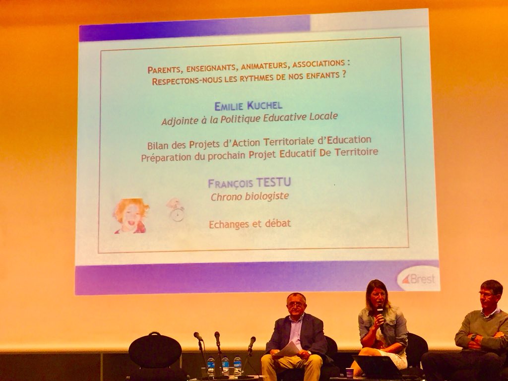 Ce matin on pense les rythmes de l’enfant avec <a href="/ObsORTEJ/">ORTEJ</a> et François Testu, dans le cadre du projet éducatif de @BrestFr . C’est <a href="/UBO_UnivBrest/">UBO - Univ. Brest</a>  #4joursetdemi #projeteducatifetcitoyen #innovationsociale