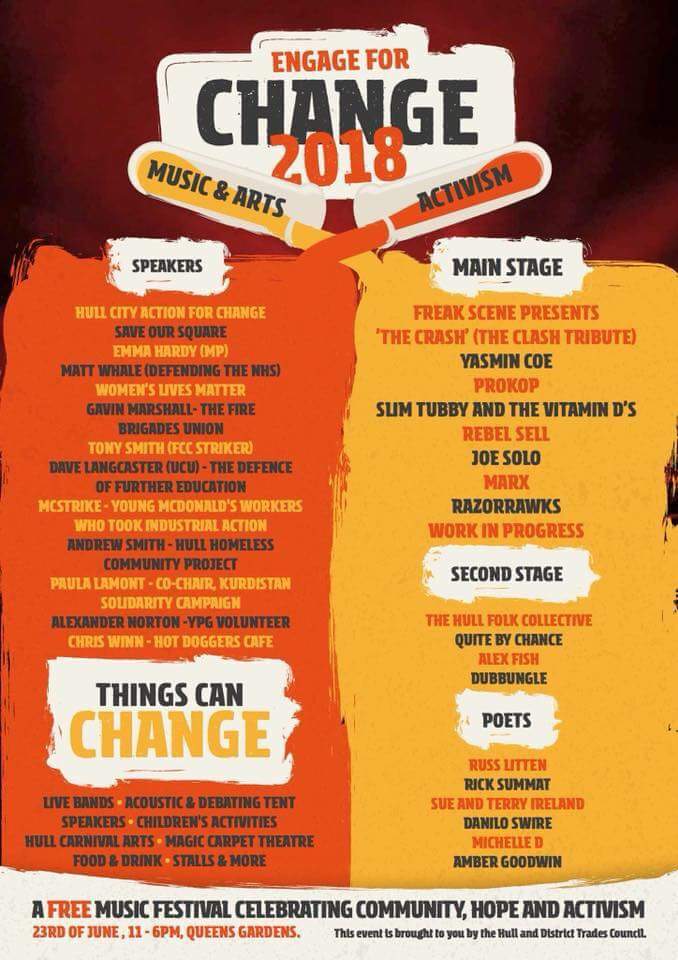 Today in Queens Gardens, Hull. 
#Engageforchange 
#RefugeeWeek2018 
#gig