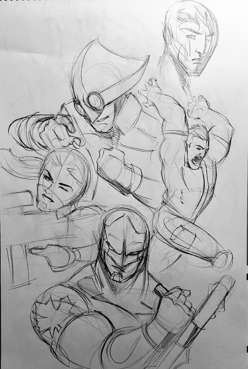 rtisticmayhem's tweet photo. Rough #sketch of the #chapterverse crew #chapterhousepublishing #Comicbooks #Canadiansuperheroes https://t.co/eemm7jRrAv