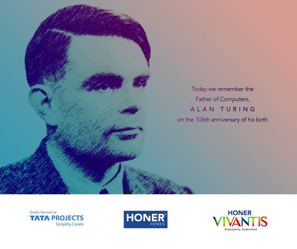 HonerHomes's tweet image. Today we remember the Father of Computers, ALAN TURING on 106th Birth Anniversary #FatherofComputer #AlanTuring #Honer #HonerHomes