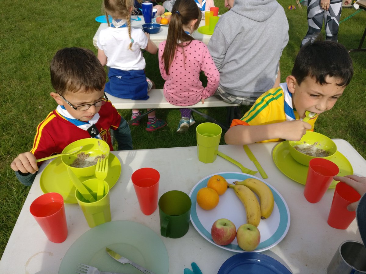 We had a lovely 2 course breakfast this morning, after all the Beavers had a great night's sleep! 🏕 We are looking forward to a great day in the sun ☀ #ScoutsIE #BeaversCanCamp #NewryScouts