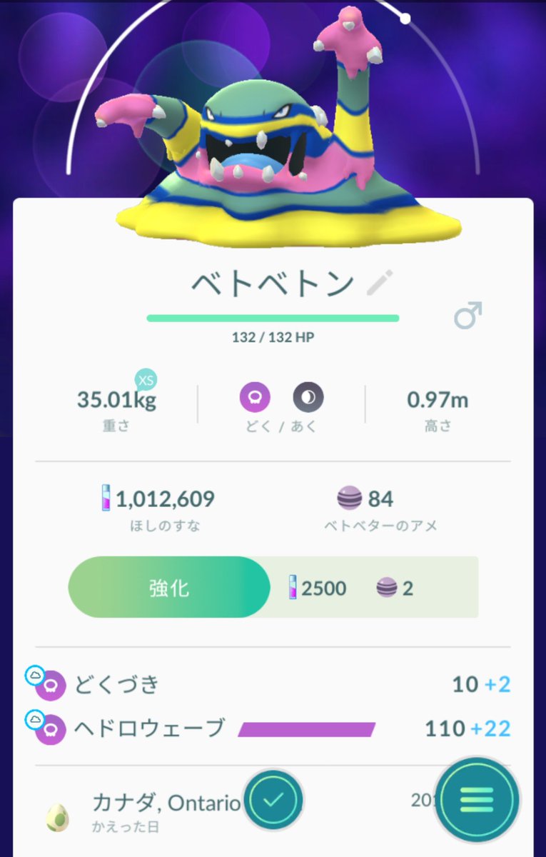 りこ ポケモンgo カナダ生まれのベトベター 進化してベトベトン てかアローラの彩色やばない なんかカナダ産っぽくはあるけど ポケモンgo アローラ アローラベトベター アローラベトベトン