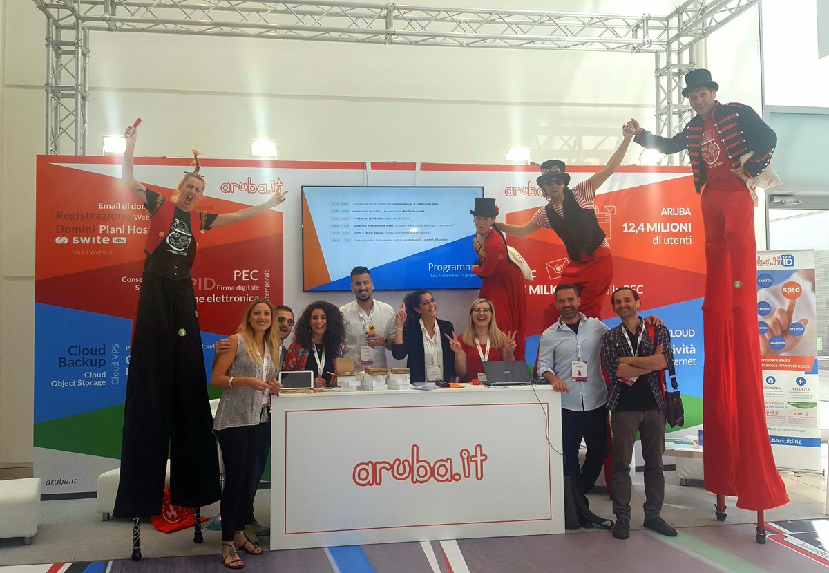 #WebMarketingFestival vi aspettiamo allo stand #Arubait per conoscere i piani di #hosting, #cloud e #startup e attivare gratis il vostro #SPID. Vi aspettiamo anche in Sala Aruba (Sala del Parco) con i workshop su #SEO #ecommerce #WordPress e #GDPR per le #digitalagency #wmf18