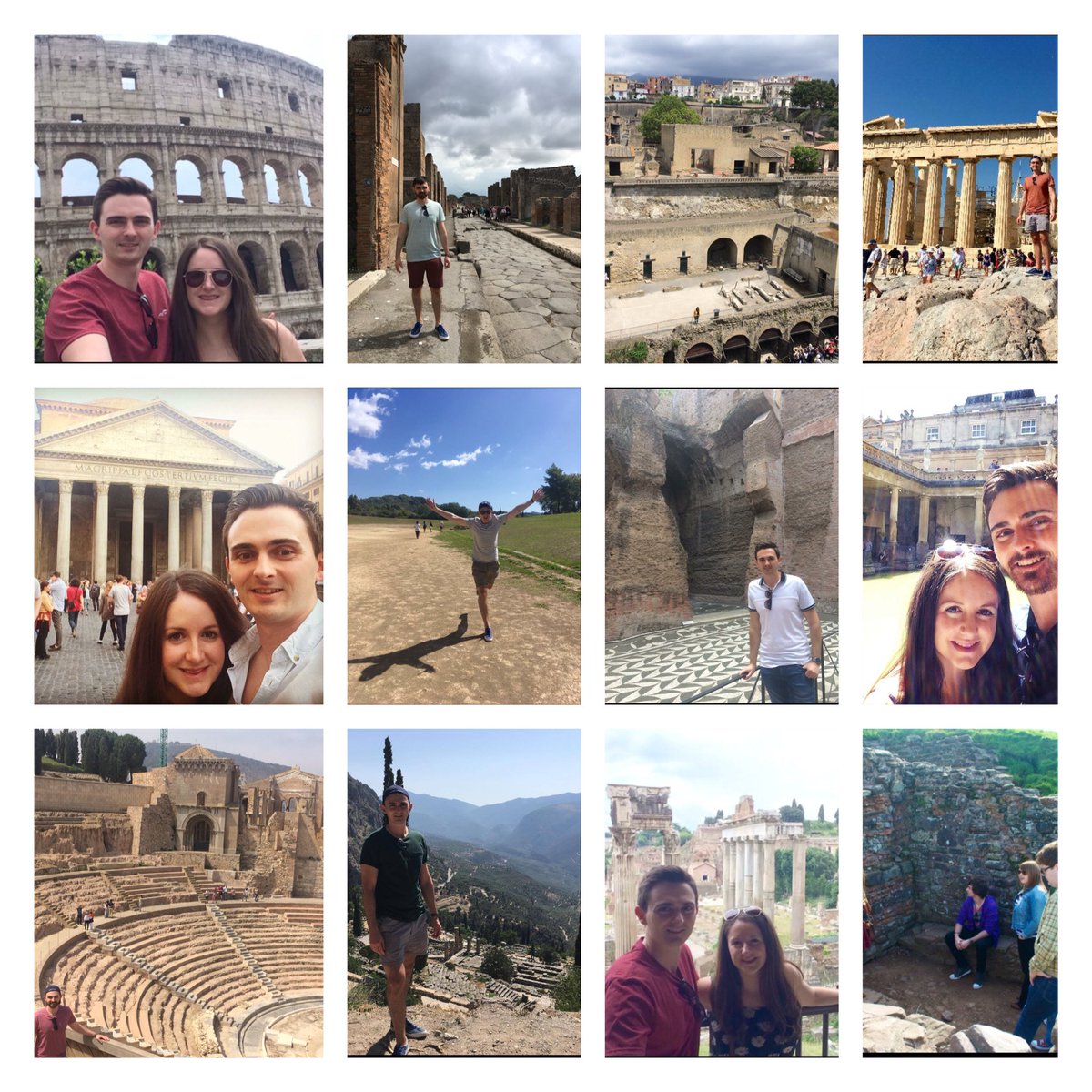 It took me nearly 7 years that’s the classical list done 💪😃 #coliseumrome #Pompeii #herculaneum #Parthenon #Pantheon #Olympia #bathsofcaracalla #romanbath #teatroromanocartagena #delphi #romeforum #caerleon
