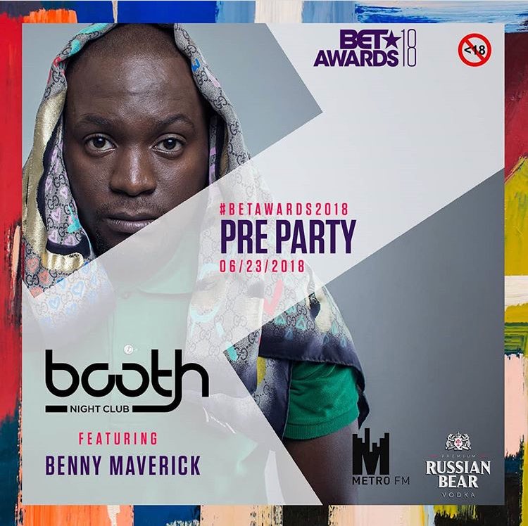 BET_Africa's tweet photo. Let’s celebrate the #BETAwards2018 with friends of nominees @casspernyovest &amp; @distruction_boyz! @nadianakai &amp; @BennyMaverick will be lighting up the stage at @boothsandton. 😍💣 https://t.co/n4NDaZYnBU