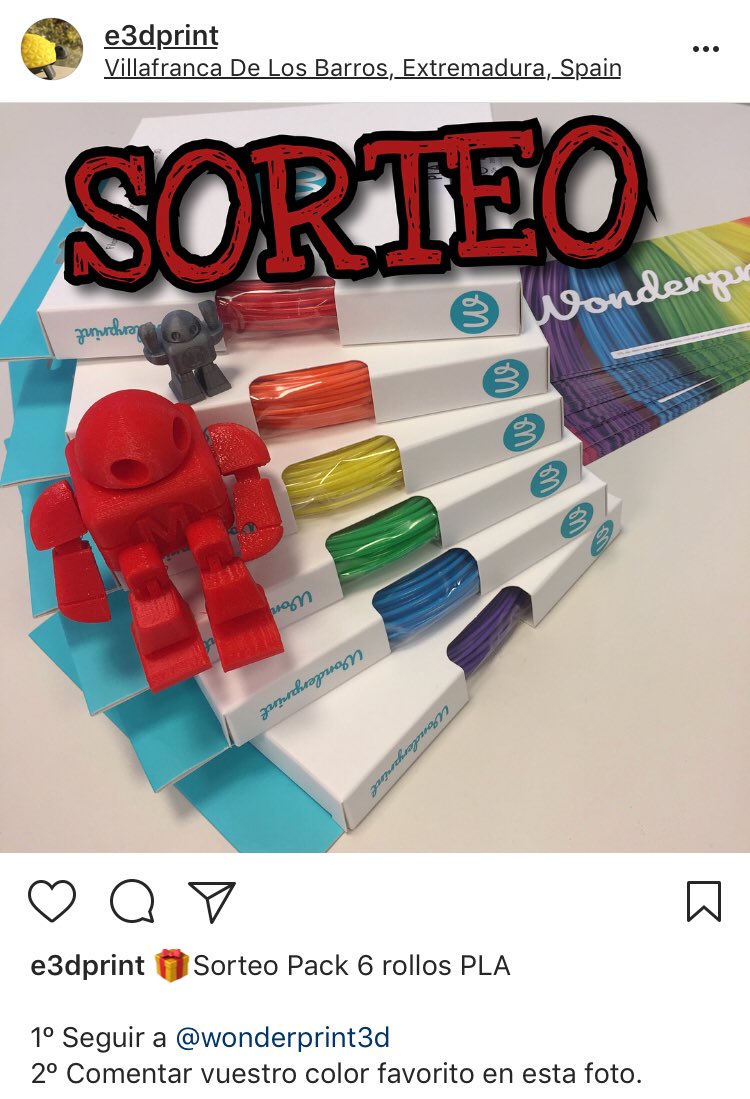 🎁Sorteo Pack 6 rollos PLA

Más información en instagram: instagram.com/p/BkXcY-tHuG_/