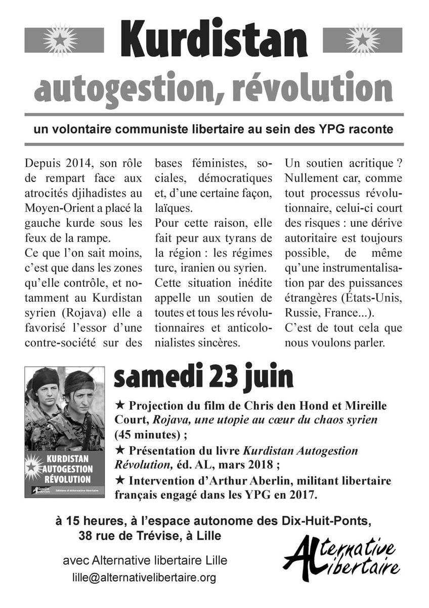 GTA_NP2C's tweet image. Aujourd'hui, à partir de 15h aux 18p ! #SupportRojava