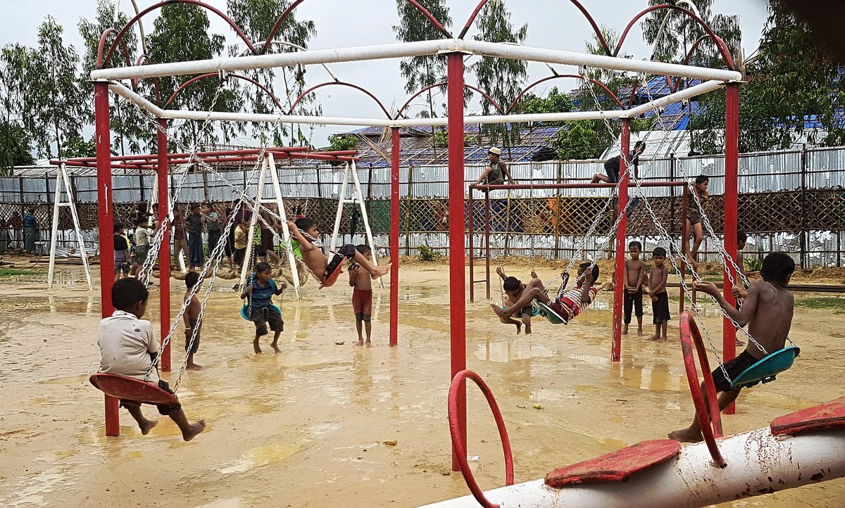 It's the #monsoon season in #Bangladesh but that won't keep us from playing like we have no care in the world. #childfriendlyspaces #Rohingya