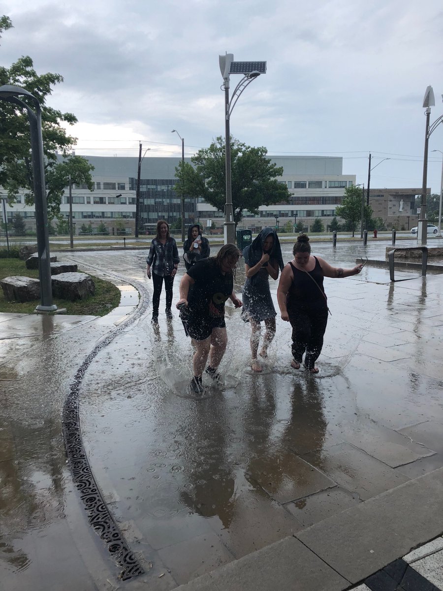 MM_stacey's tweet photo. Educational Support Program students enjoying the rain #fieldtrip #mohawkproud https://t.co/BuKceyw78S