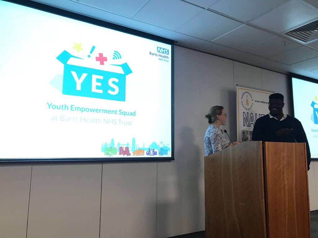 YES_BartsHealth's tweet photo. It was so great to attend and present yesterday @ #NAHPSConf18! We heard from many Health Play Specialists who are doing amazing work in supporting children and young people’s mental health in healthcare. It was an honour to represent YES and their awesome work! @nahpsofficial https://t.co/Mr8oR9ZQbQ