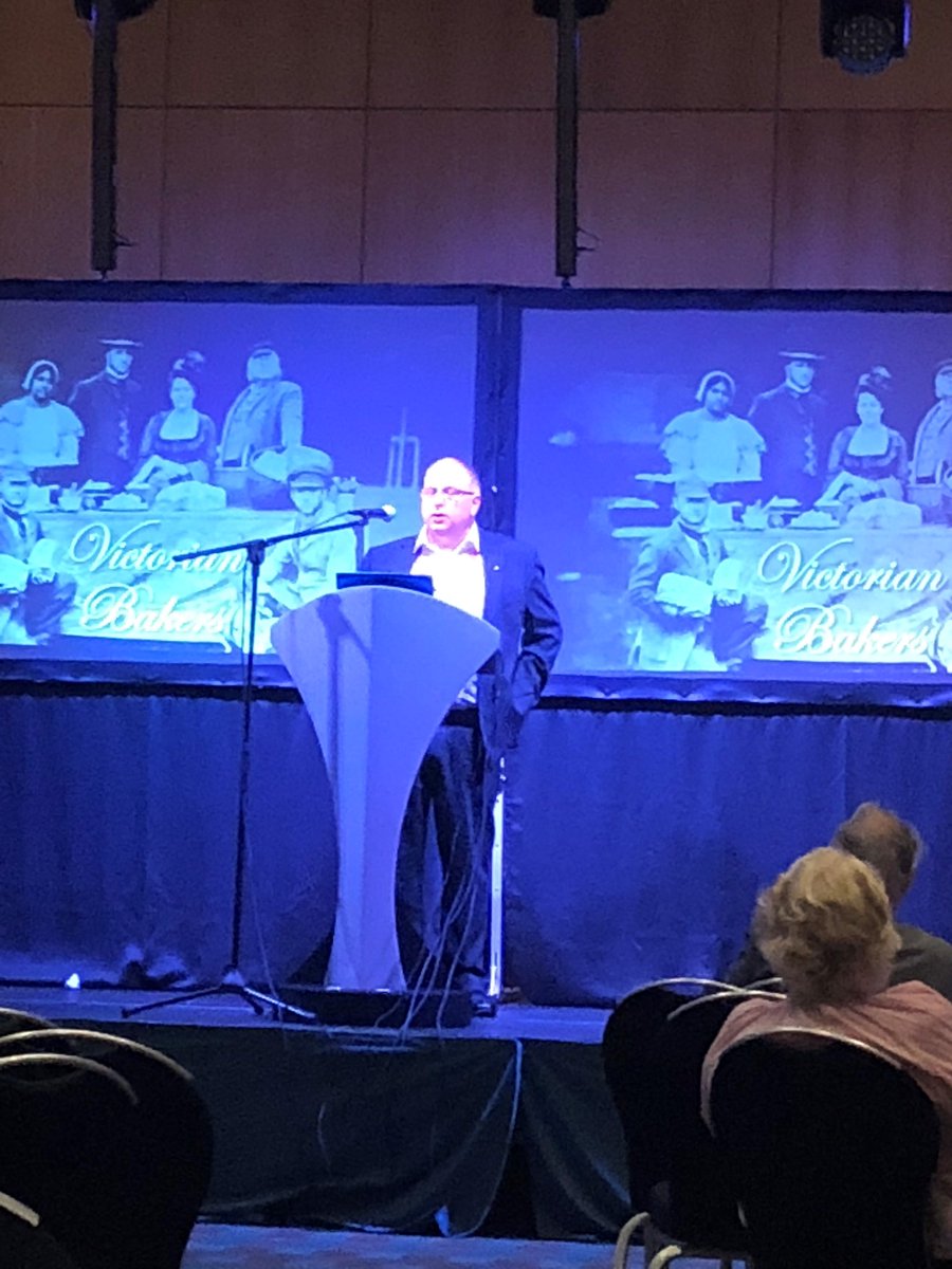craft_bakers's tweet photo. John Foster @fostersbakery @JRFmbe – What a funny, informative and shocking account of Victorian baking from John’s experience on making the TV series Victorian Bakers. #evolveyourbusiness #innovativebaking #challengeyourself https://t.co/KBypIEUTNH