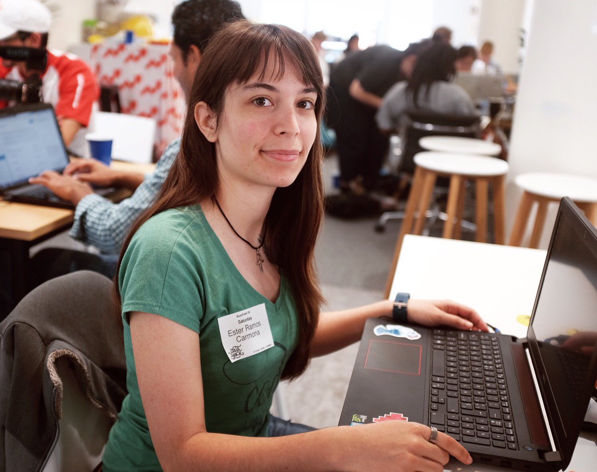 buzzfeedexp's tweet photo. Ester’s working with the Twitter API to provide the other hackers with an important dataset. She’s pulling tweets through time about the gender pay gap we can run sentiment analysis. What are people saying and feeling about the gender pay gap? #GPGHack #PushForEqualPay https://t.co/n8gpKo7jDc