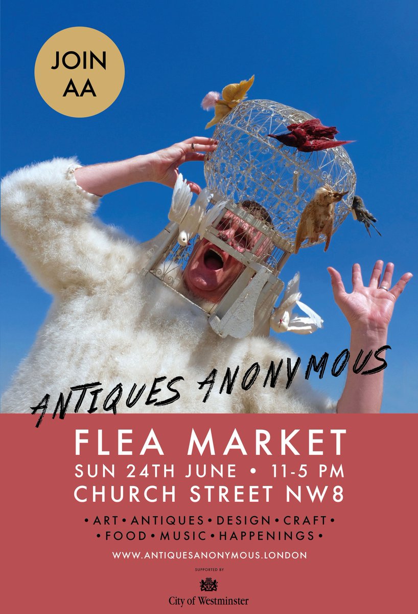 CityWestminster's tweet photo. Calling all antiques addicts; #JoinAA and see what Church Street has to offer! From 11am-5pm tomorrow, Church Street hosts its 2nd #AntiquesAnonymousLondon flea market, with over 70 professional dealers, street food, entertainment and more. Details at https://t.co/lRpohqn0EK https://t.co/ReYBdiTH8W