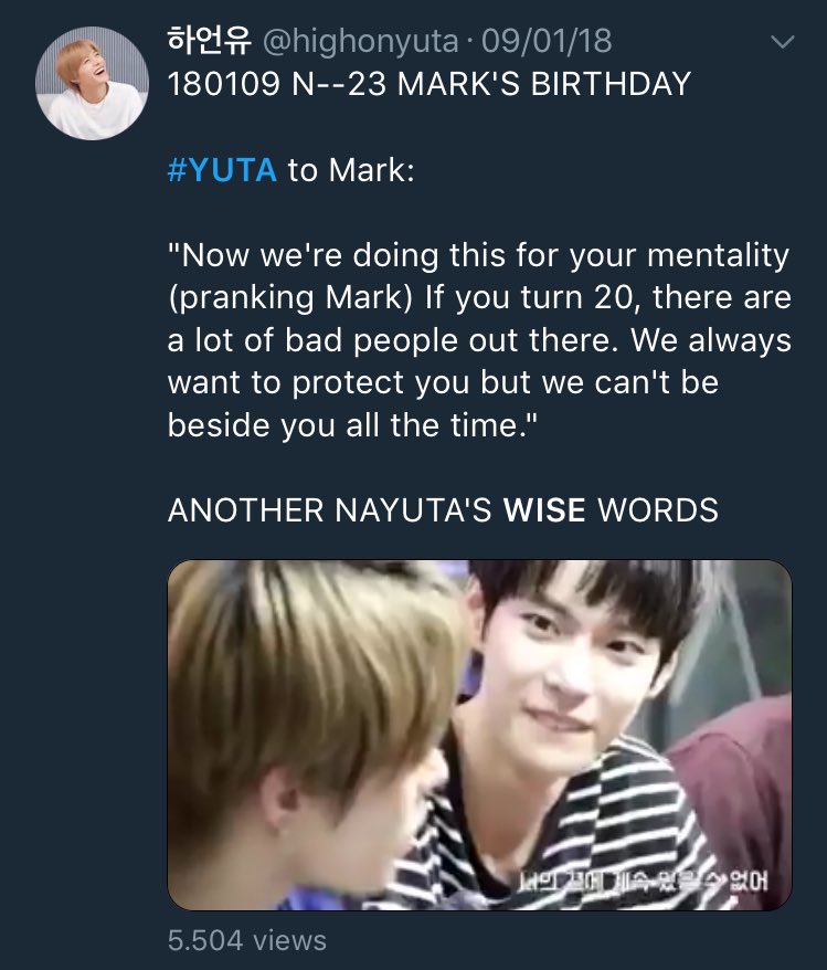 Yuta wise words for mark (2018):