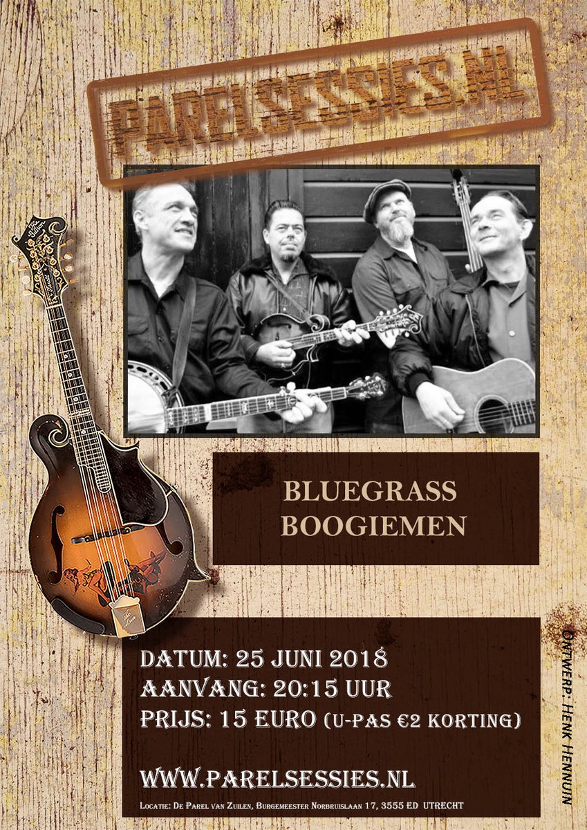 Monday 06 / 25, 20:15h: Blue Grass Boogie Men in the house <a href="/parelsessies/">Parelsessies</a> <a href="/parelvanzuilen/">De Parel van Zuilen</a>