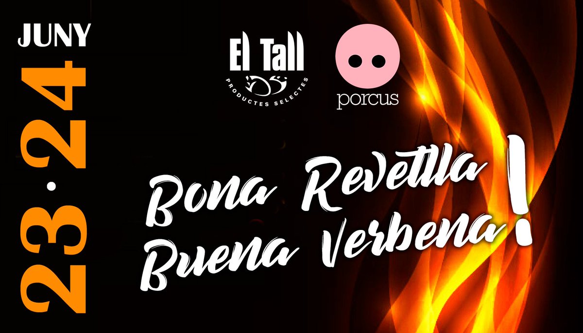 eltallgrup's tweet image. Et desitgem una feliç #revetlla !! Demà les nostres botigues estaran tancades excepte #Porcus Singular Shop de #Calella. Ara toca passar-ho bé!!
·
Te deseamos una feliz #verbena!! Mañana nuestras tiendas estarán cerradas excepto Porcus Singular Shop de Calella.