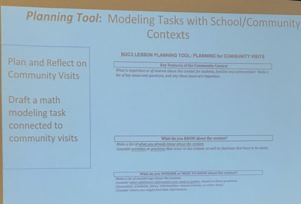 serratore4's tweet image. Remembering to use school/community context for modeling tasks #TODOS2018 #mathematizing