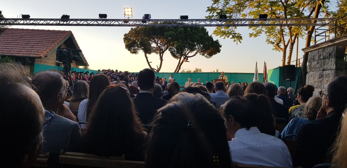 sameraljamal's tweet photo. This is where I'm sitting attending my son's graduation at BHS, Brummana High School. Dear BHS family, I'm sure you can do much better than this commencement. We cannot see our sons/daughters who are the purpose of this ceremony. Work on it. https://t.co/GJTzS3c8Cl